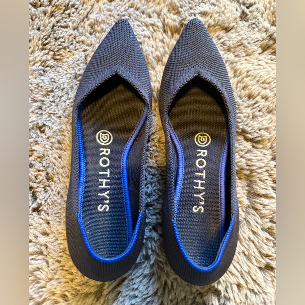 Rothy's Navy Flats with Blue Accents